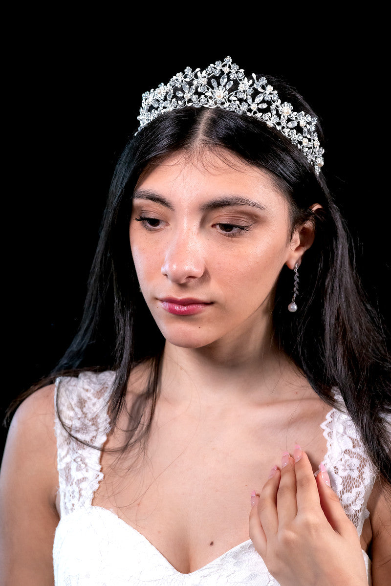 Edee - Crystal and Pearl Wedding Tiara