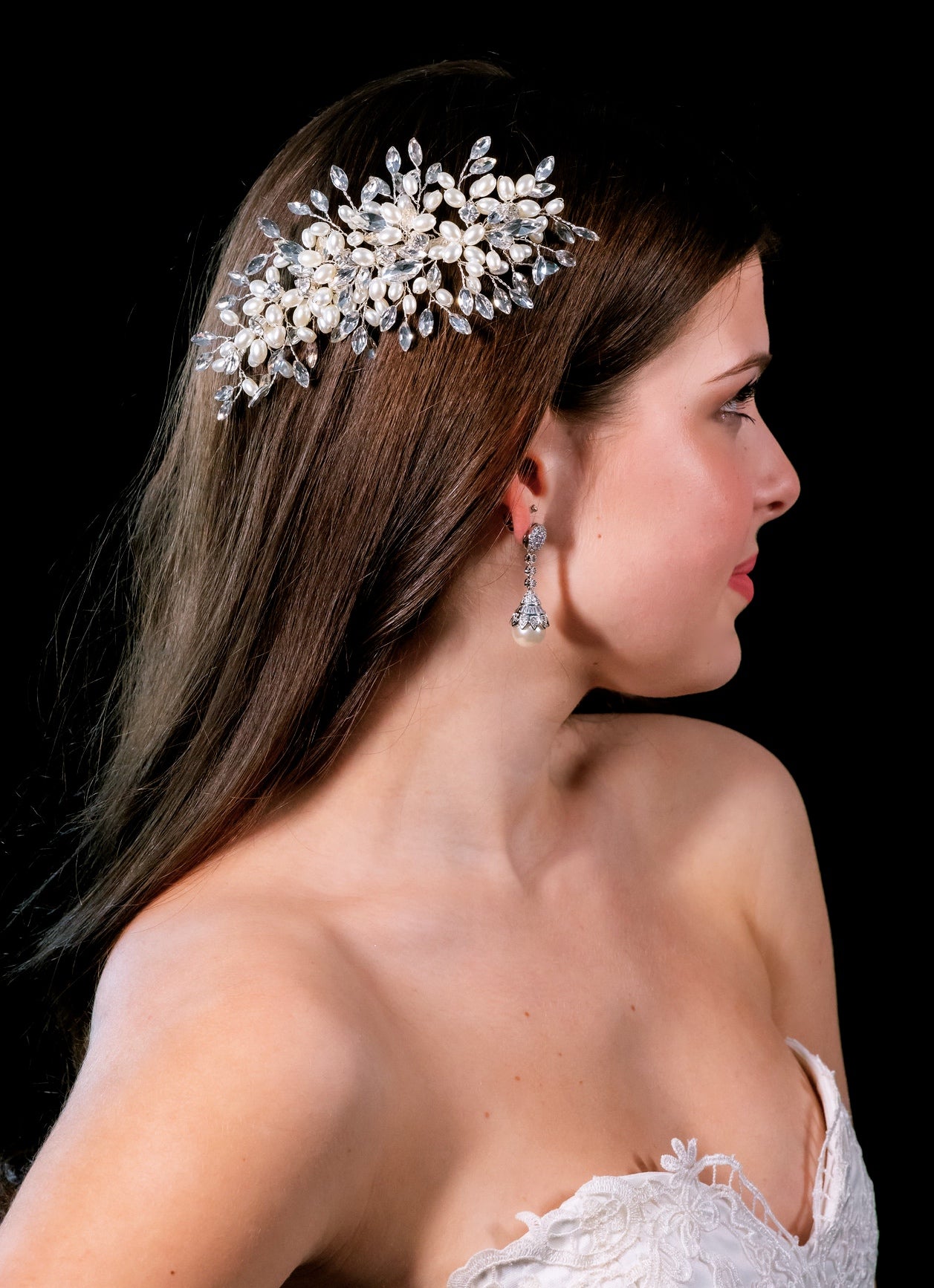 Rina - Timeless Swarovski Crystal and Pearl Bridal Hair Comb