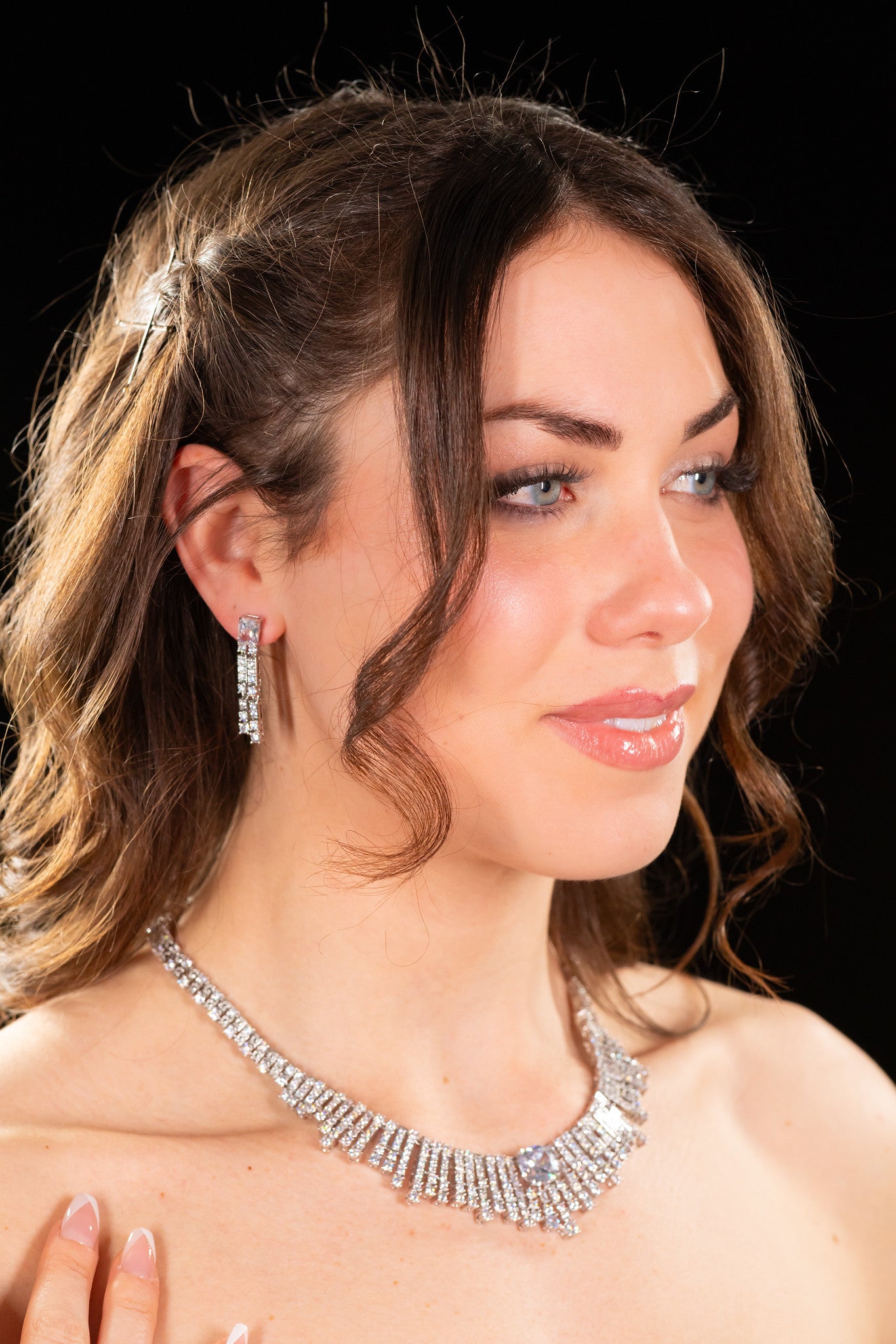 Selena - Elegant crystal bridal evening necklace set