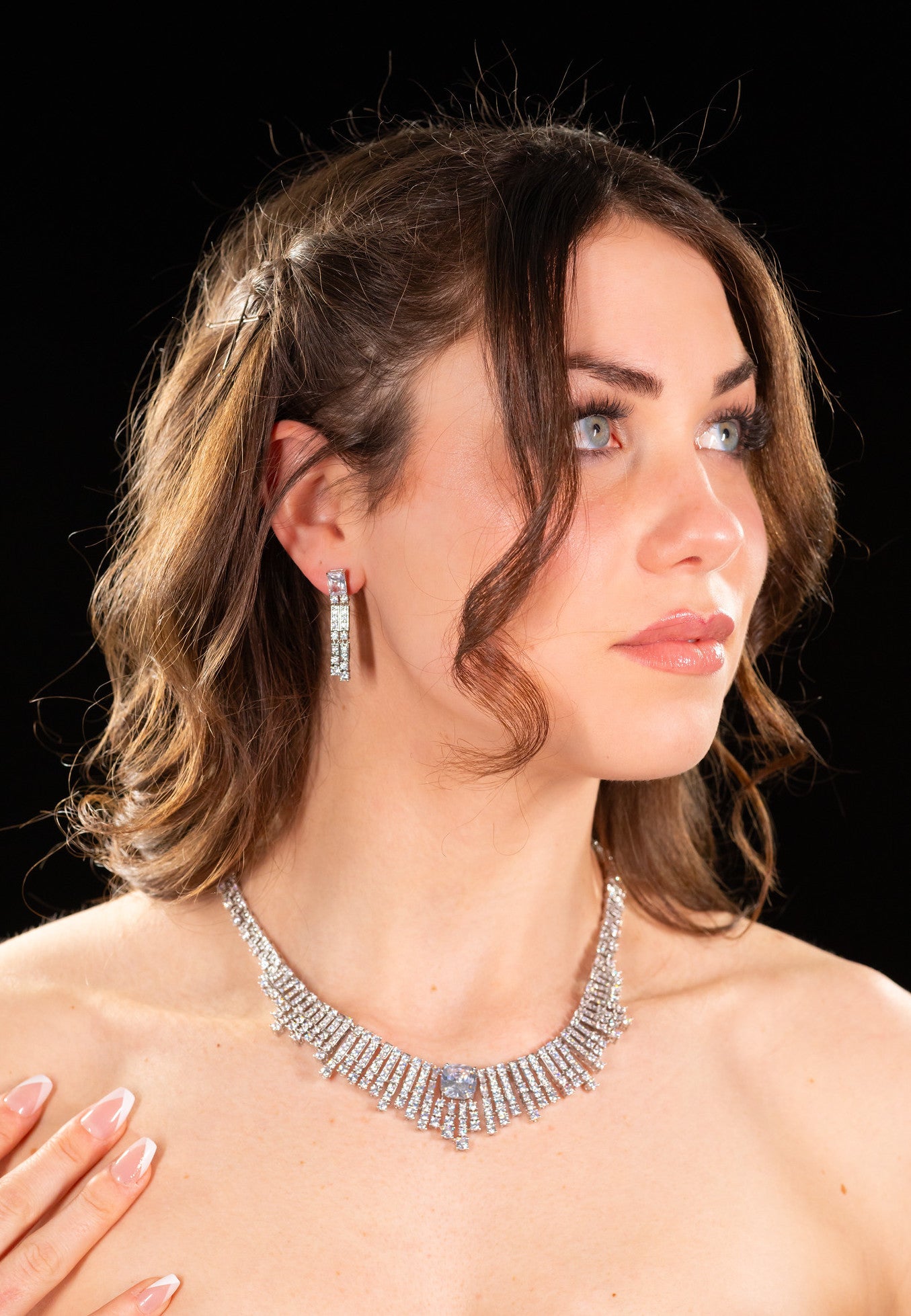 Selena - Elegant crystal bridal evening necklace set