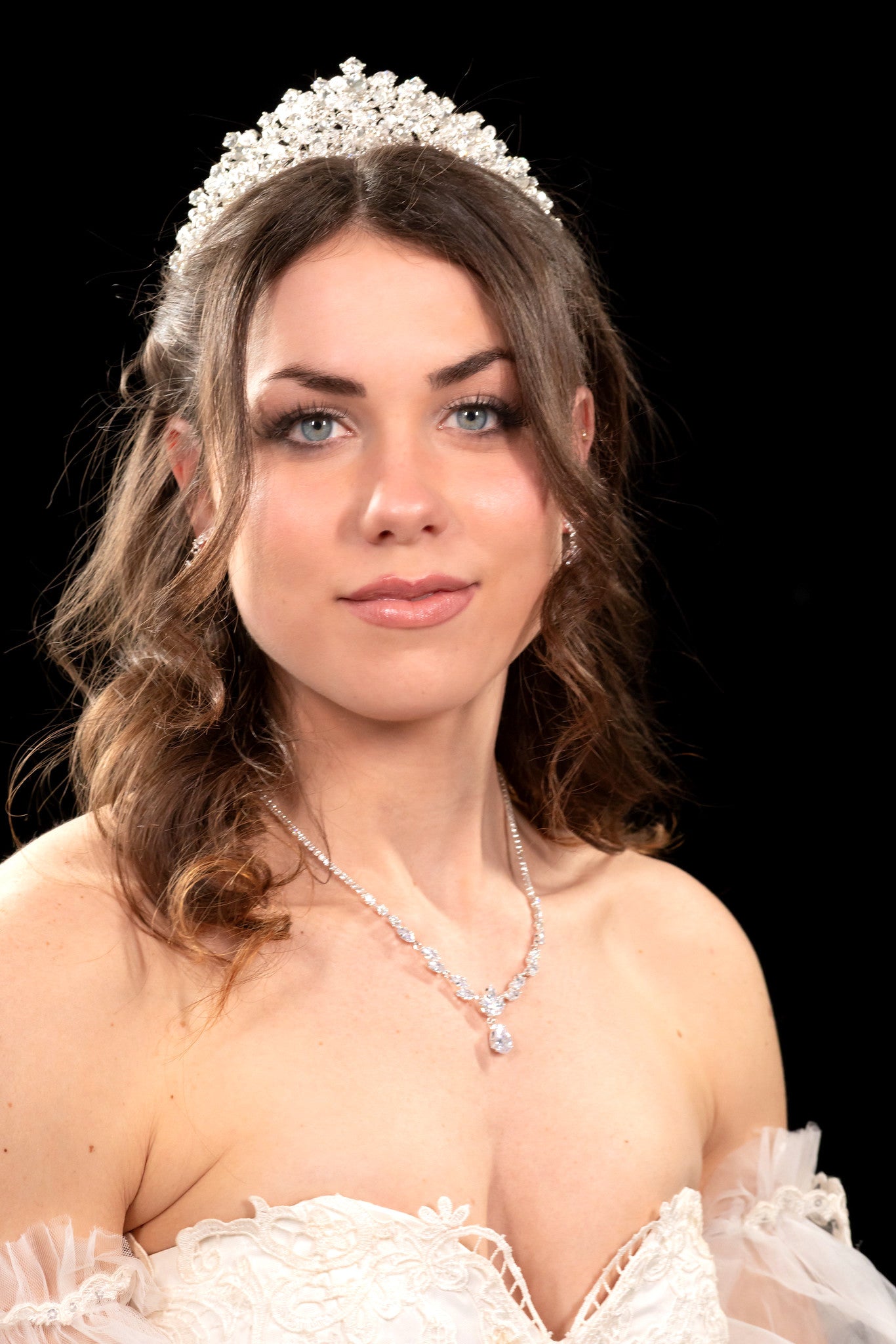 Audrey - Elegant Timeless cz bridal drop necklace set