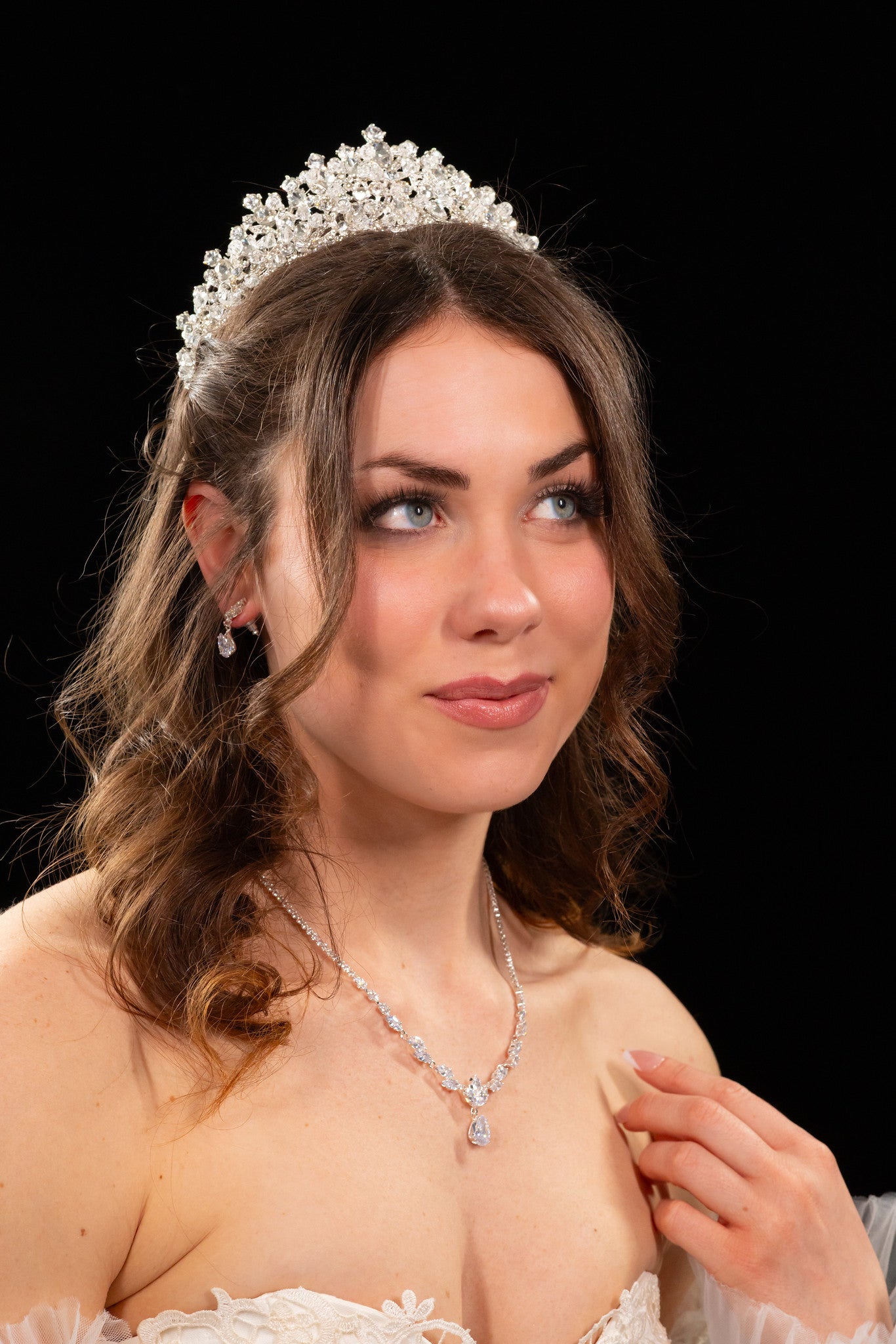 Audrey - Elegant Timeless cz bridal drop necklace set