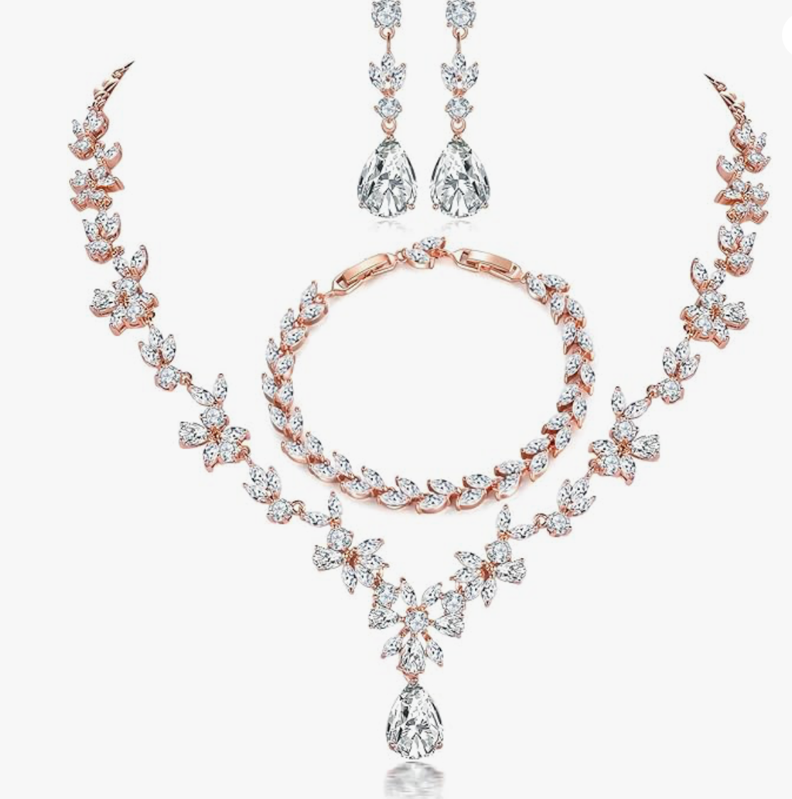 Darcy - Gorgeous CZ vine wedding necklace set