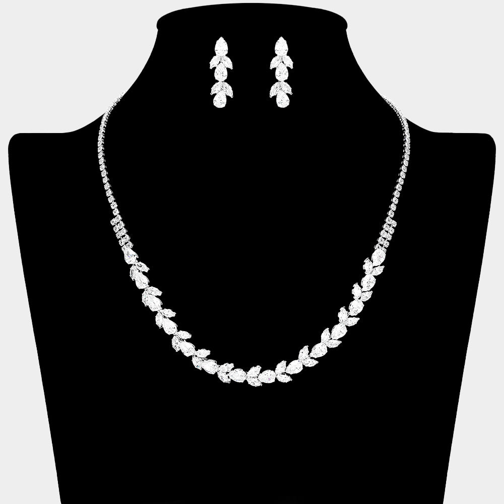 Vora - Elegant vine cz bridal bridesmaids necklace set