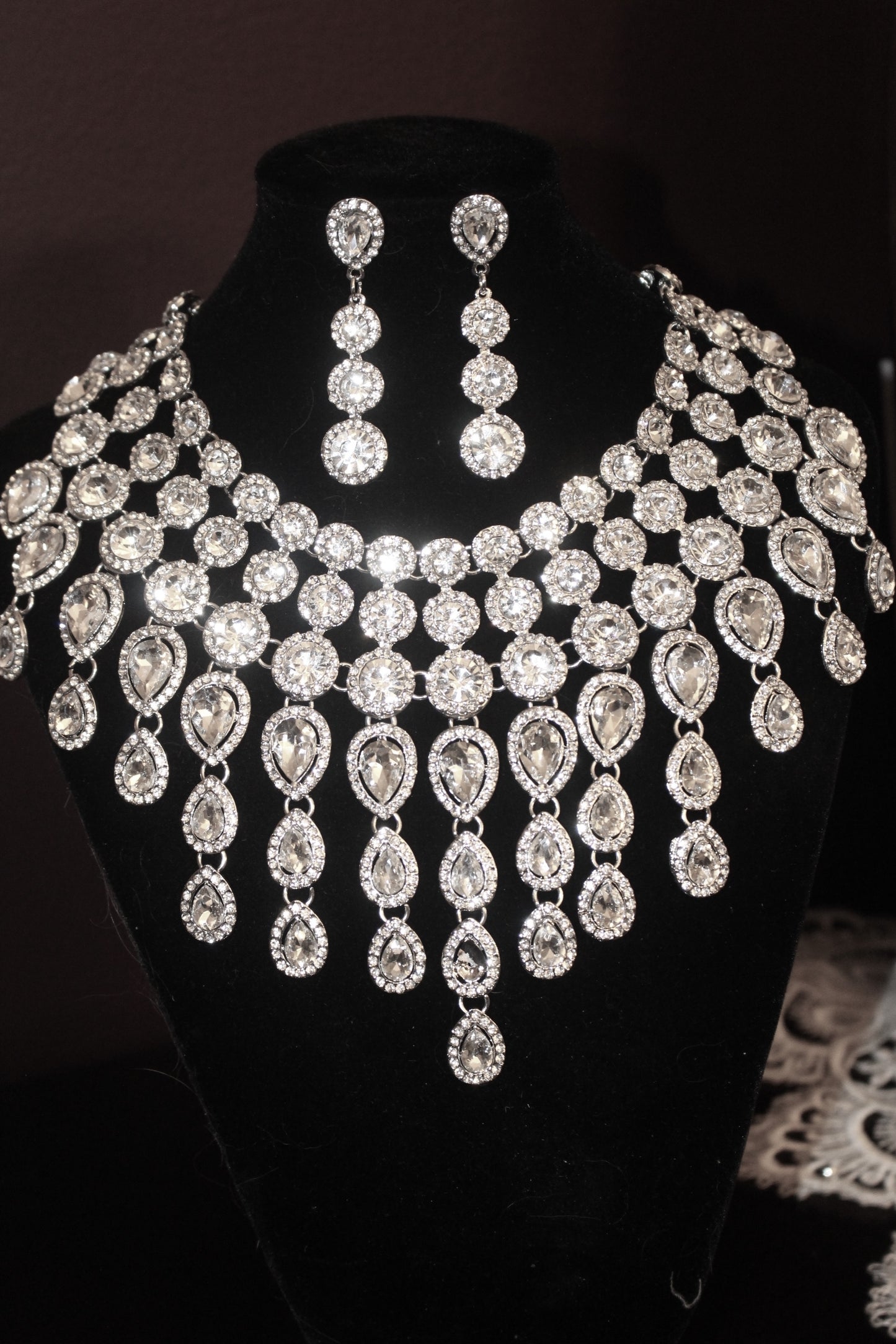 Cleopatra - Crystal drop Statement necklace set
