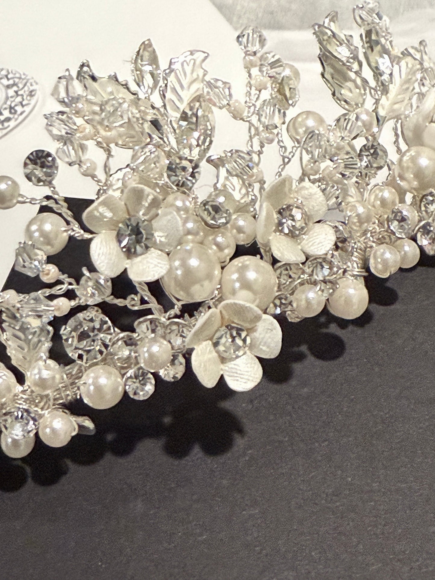 Delia - Floral Swarovski Crystal pearl communion tiara