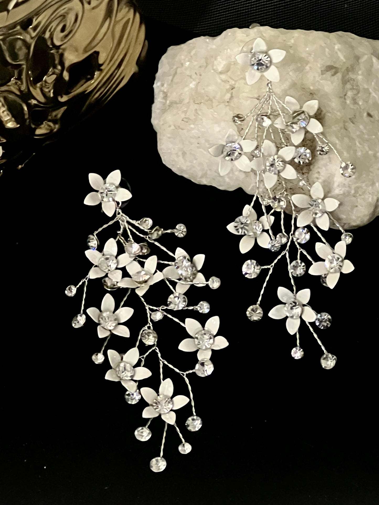 Catalina Romantic destination Flower drop bridal earrings