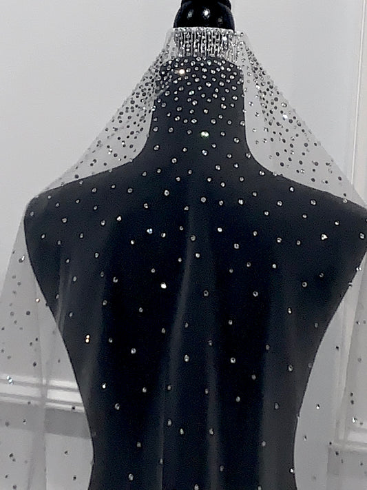 Quintessa – Exquisite Scattered crystal cathedral wedding veil - one left
