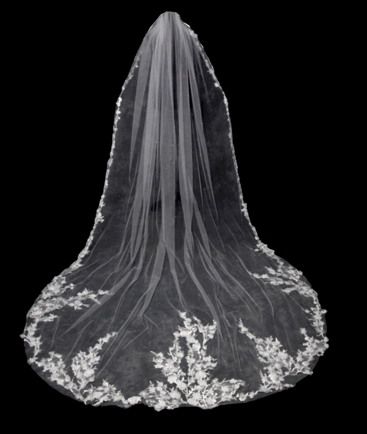 Angelica , Royal 3D floral lace cathedral veil with Free blusher