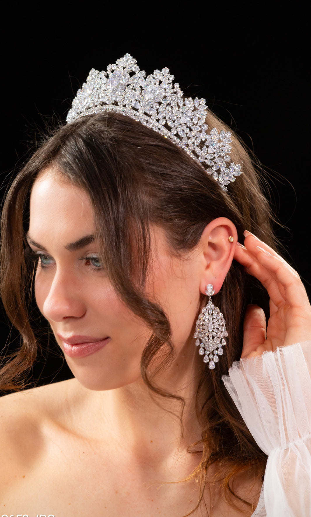 Bridal drop long earrings