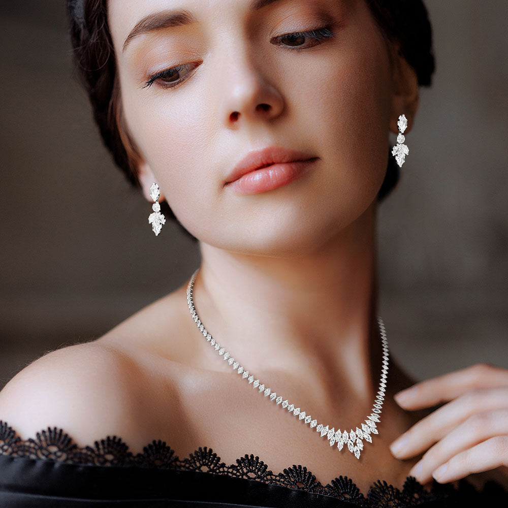 Nazeli - Elegant Timeless cz bridal necklace set