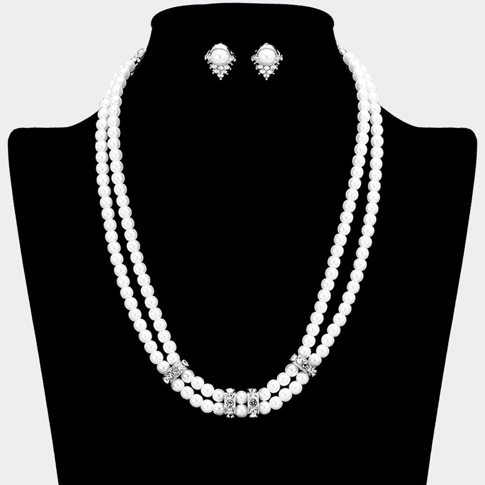 Leila - Pearl strand necklace set