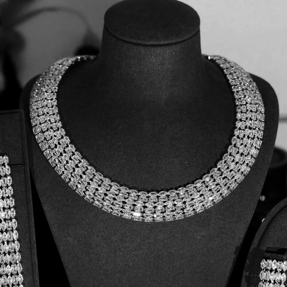 Glamour - Stunning, bridal simulated diamond crystal necklace set