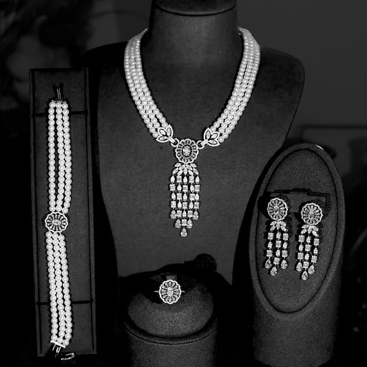 Santarini - Exquisite 3 pcs pearl bridal necklace set