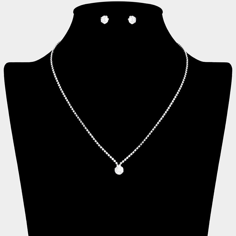 Aviva - Elegant solitaire CZ bridal necklace set