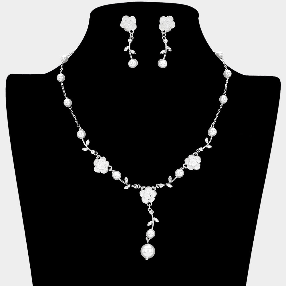 Emmanuela - Romantic bridal floral rose necklace set