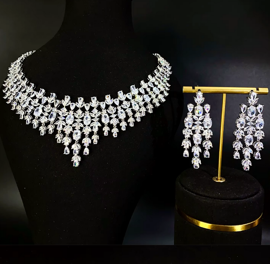 Crystal bridal necklace set