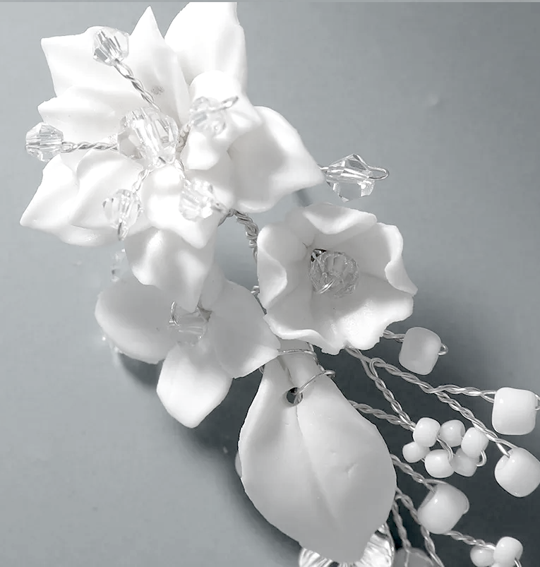 Tiadora, Romantic beaded floral bridal earrings