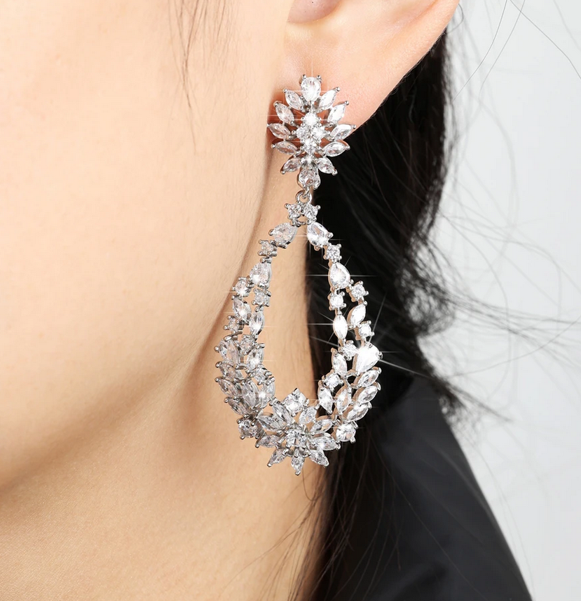 Adele - Beautiful Swarovski crystal drop bridal earrings