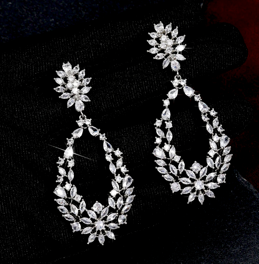 Adele - Beautiful Swarovski crystal drop bridal earrings