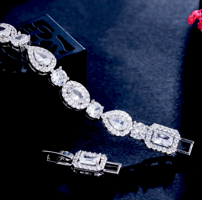 Lilliana-bracelet - Exquisite Crystal CZ bridal bracelet