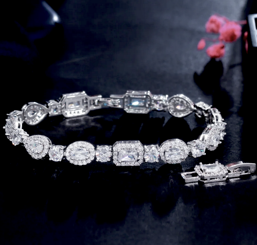 Lilliana-bracelet - Exquisite Crystal CZ bridal bracelet