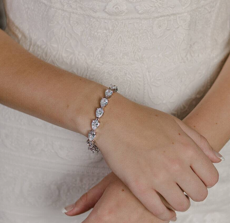 Lissa - CZ Bridal Earrings and bridal bracelet set