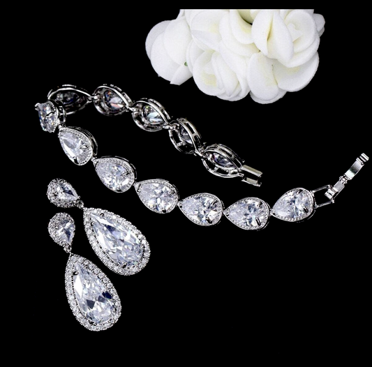 Lissa, Bridal Earrings and bridal bracelet set