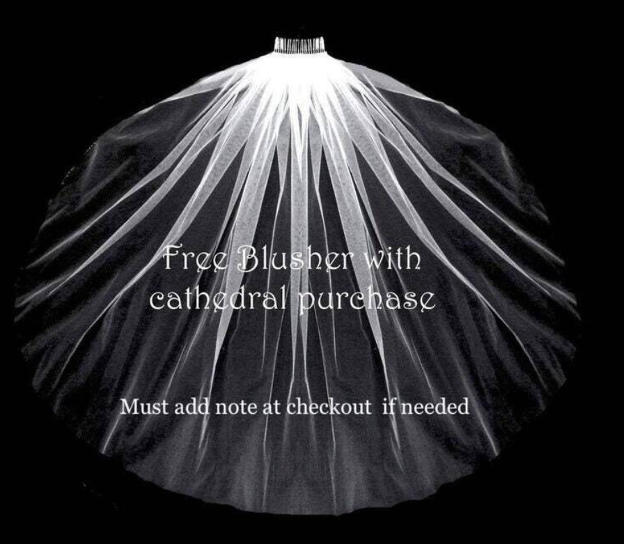 Diamond – Exquisite Scattered crystal cathedral wedding veil with free blusher