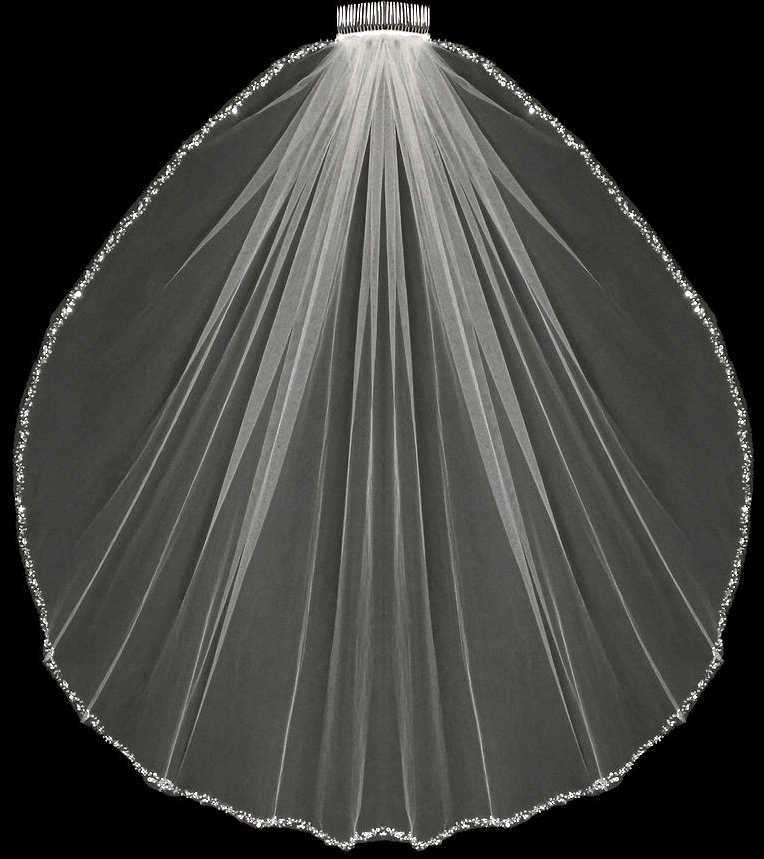 Brooklyn - Rhinestone, crystal and pearl beaded edge bridal veil - FREE BLUSHER