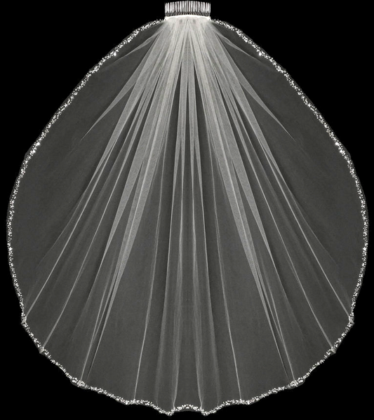 Brooklyn - Rhinestone, crystal and pearl beaded edge bridal veil - FREE BLUSHER