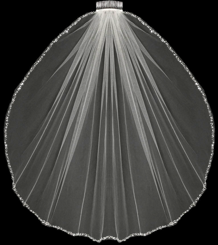 Monica – Crystal and pearl edge cathedral veil with - Free Blusher