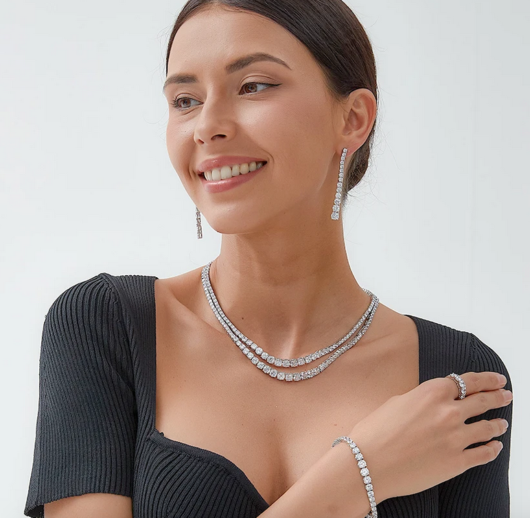 Angels - Stunning 3pc simulated diamond tennis necklace set