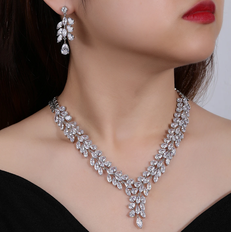 Adeliza - Exquisite CZ wedding necklace set