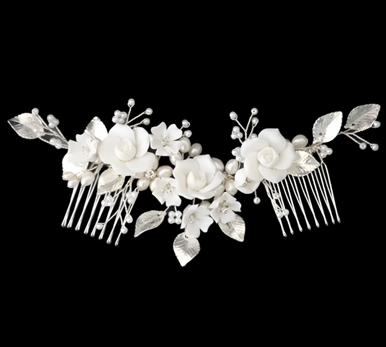 Anaya - Romantic crystal floral wedding comb