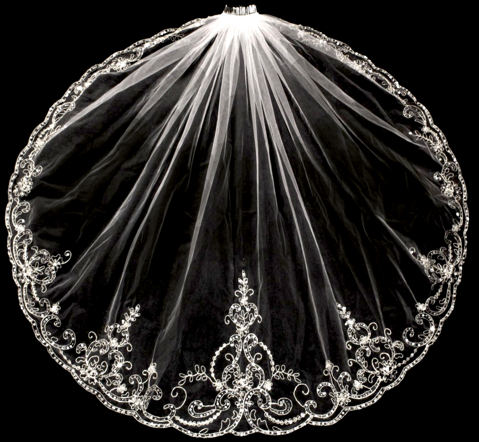 Princess Maria – Royal Crystal embroidered Beaded edge wedding veil