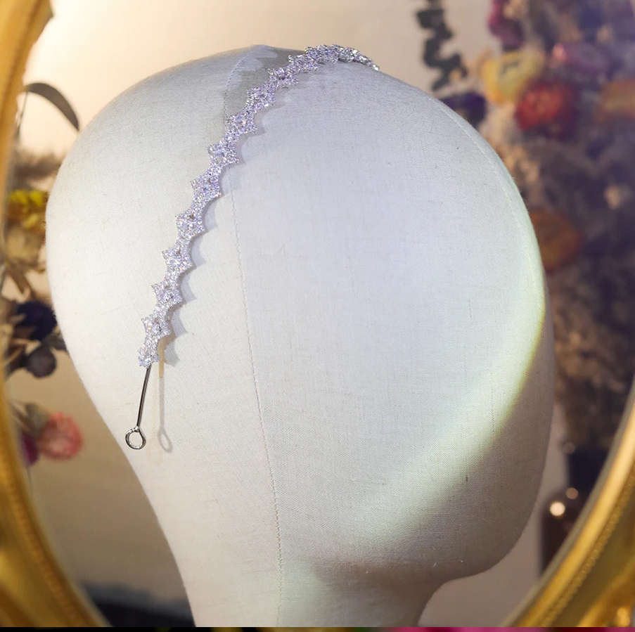 Natalia- Beautiful silver crystal wedding headband