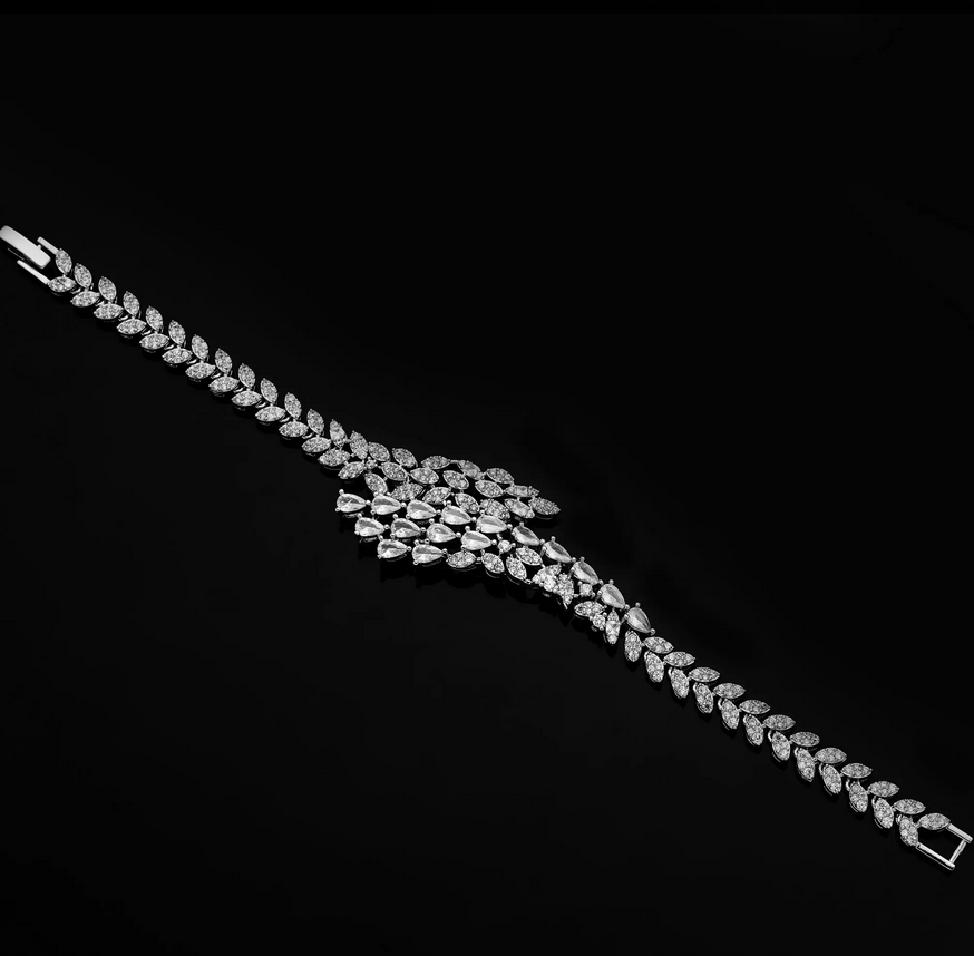 Raqella - Radiant simulated diamond Evening necklace set