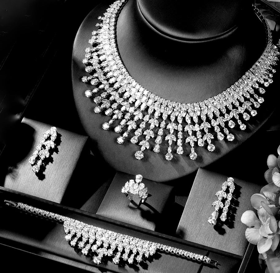 Paige- Statement bridal Crystal necklace jewelry set