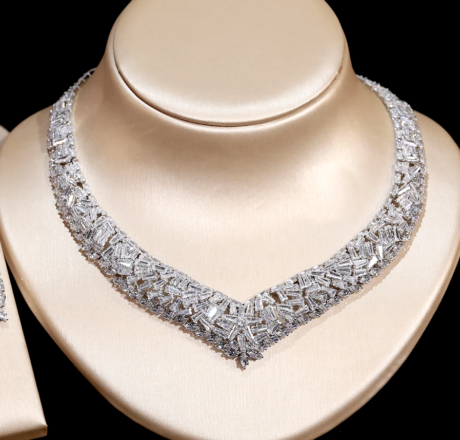 Brenda - Elegant CZ bridal evening necklace set