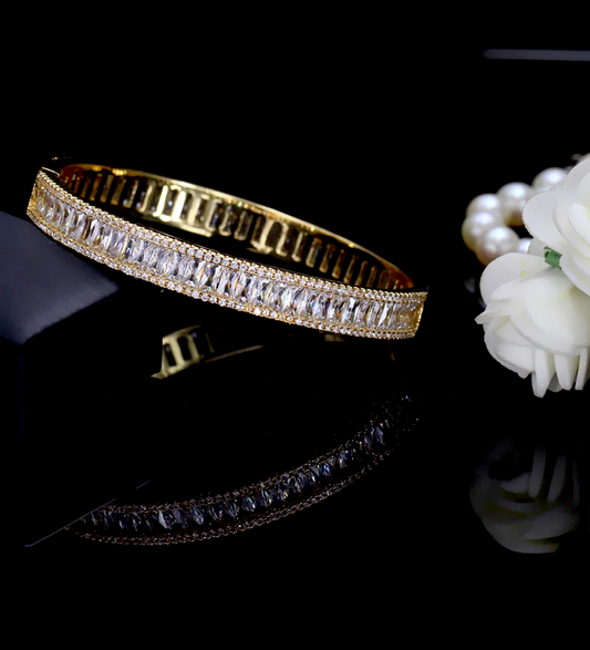 Rafaelagold - CZ simulated gold diamond bangle bracelet