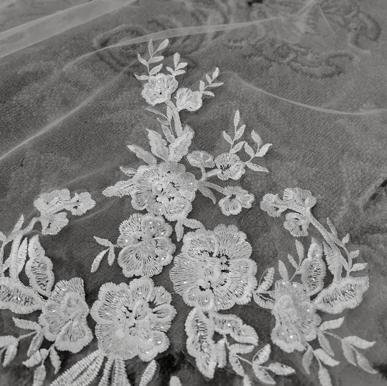 Rita – Royal floral lace cathedral wedding veil with free blusher