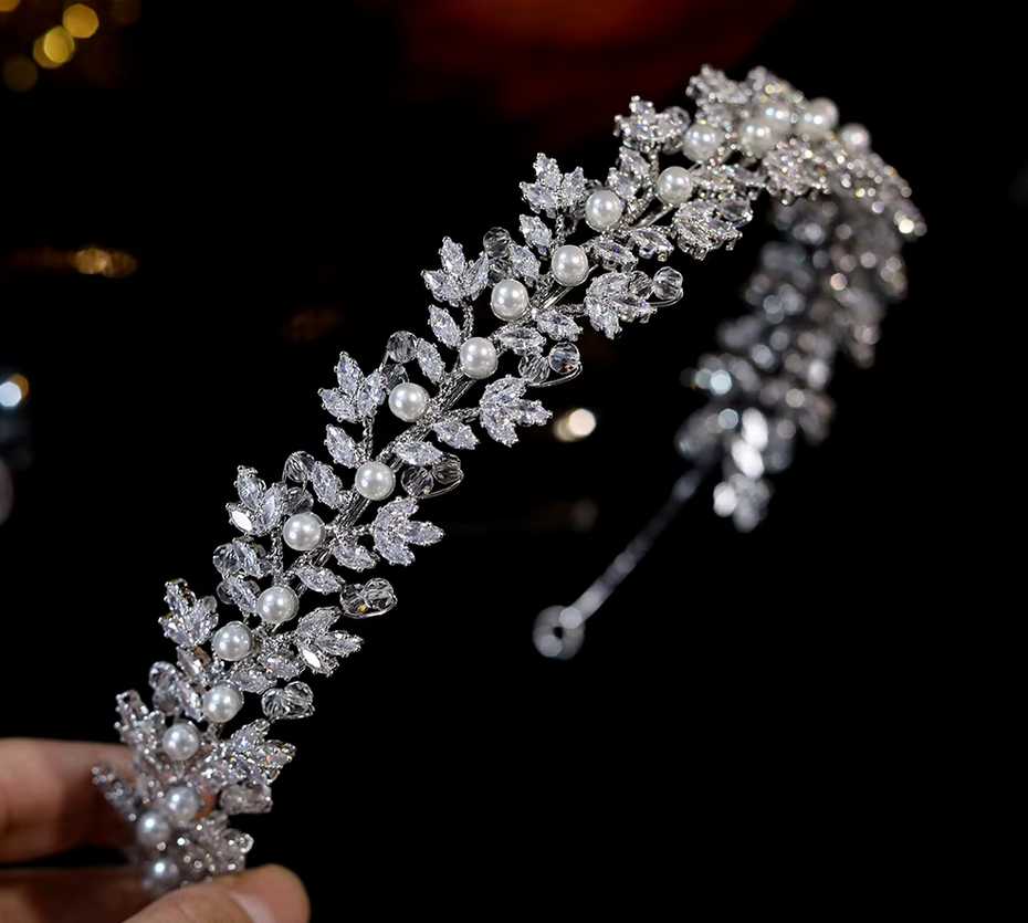 crystal wedding pearl headpiece