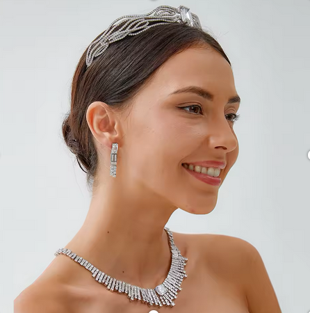 Selena - Elegant crystal bridal evening necklace set