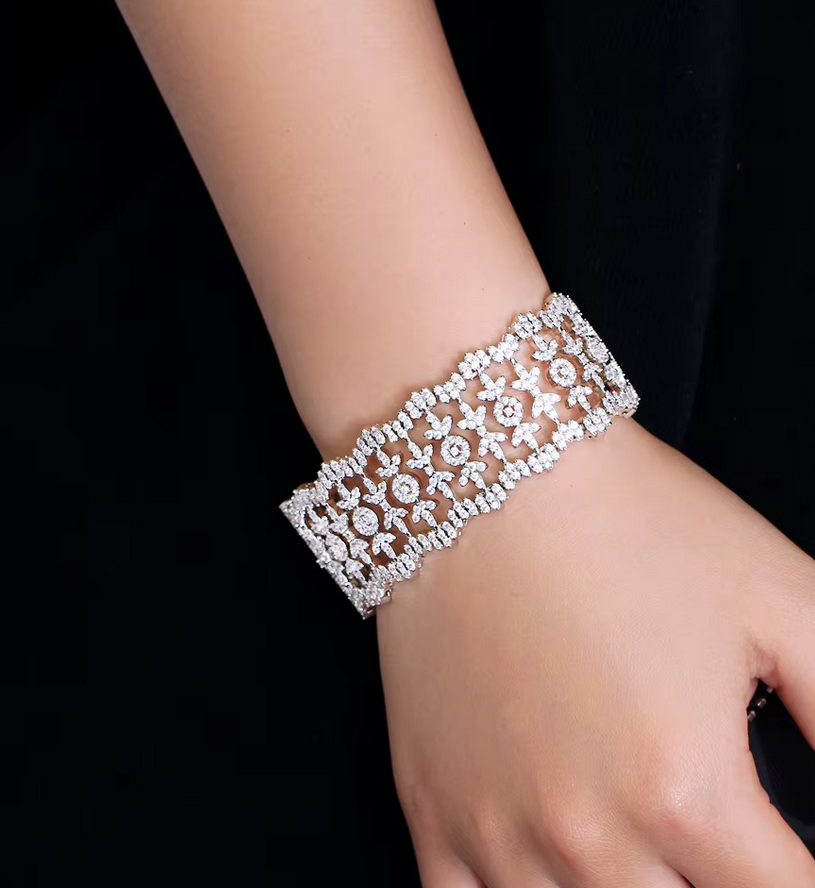 Roxanne - Vintage statement cz crystal wedding bracelet