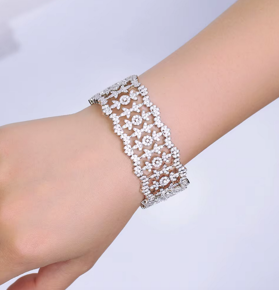 Roxanne - Vintage statement cz crystal wedding bracelet