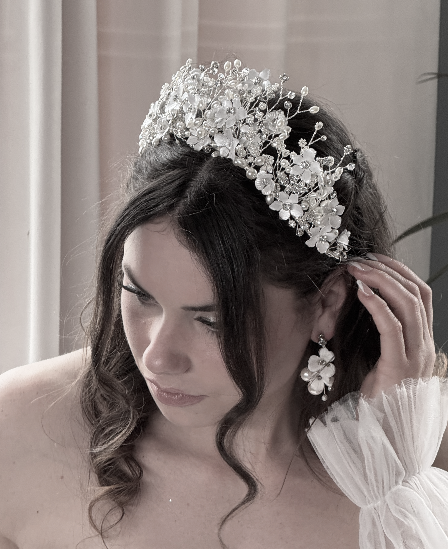 Adella - Stunning crystal Floral Wedding headpiece