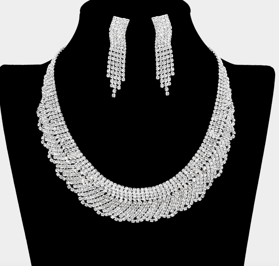 Gilda- Crystal Rhinestone evening necklace set