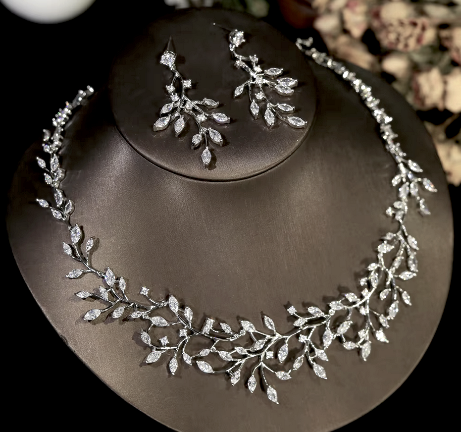 Gloriarose - Crystal Vine Bridal Necklace Set