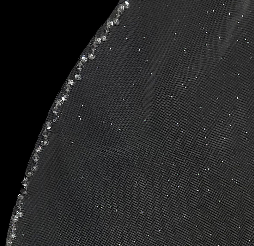 Heather – Shimmer glitter tulle crystal edge cathedral wedding veil